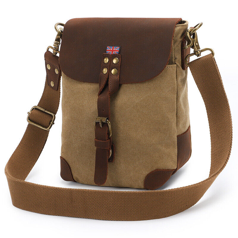 Men's Canvas&Leather Shoulder/Messenger Bags 8 inches Business Casual Daypack