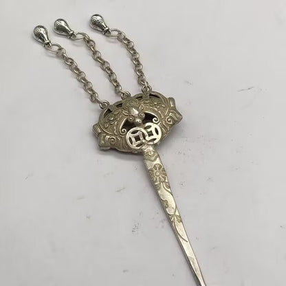 Collection of Ancient Chinese Silver Handcrafted Bat Hairpin Hair Accessories