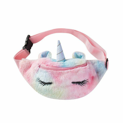 Children's Pack Unicorn Fanny Girls Waist Bag Plush Toy Belt Color Cartoon Purse