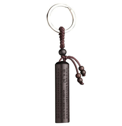 Chinese Ebony Carved Sandalwood Cylindrical Seal Shurangama Mantra Pendant