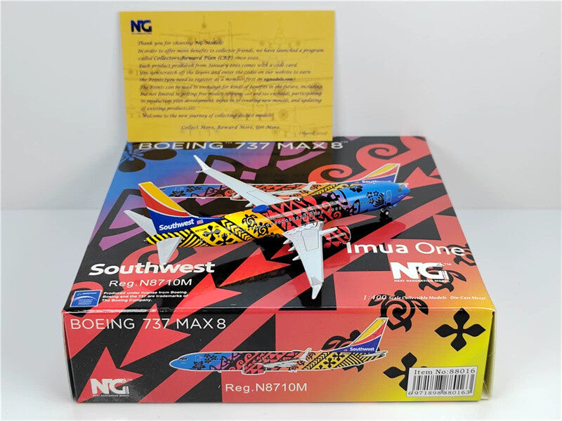 NG Models Southwest for Boeing B737MAX8 N8710M Imua One 1/400 Aircraft Model