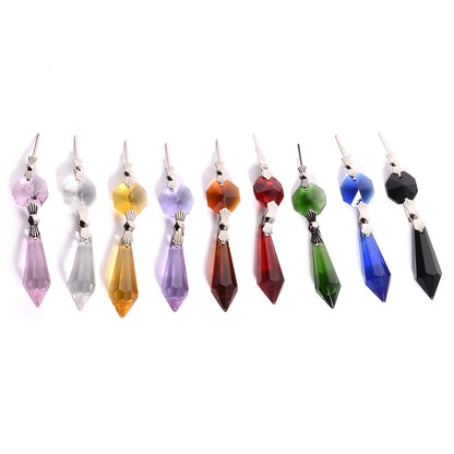 20pcs Crystal Chandelier Lamp Icicle Prisms Parts Hanging Drops Pendants 38mm