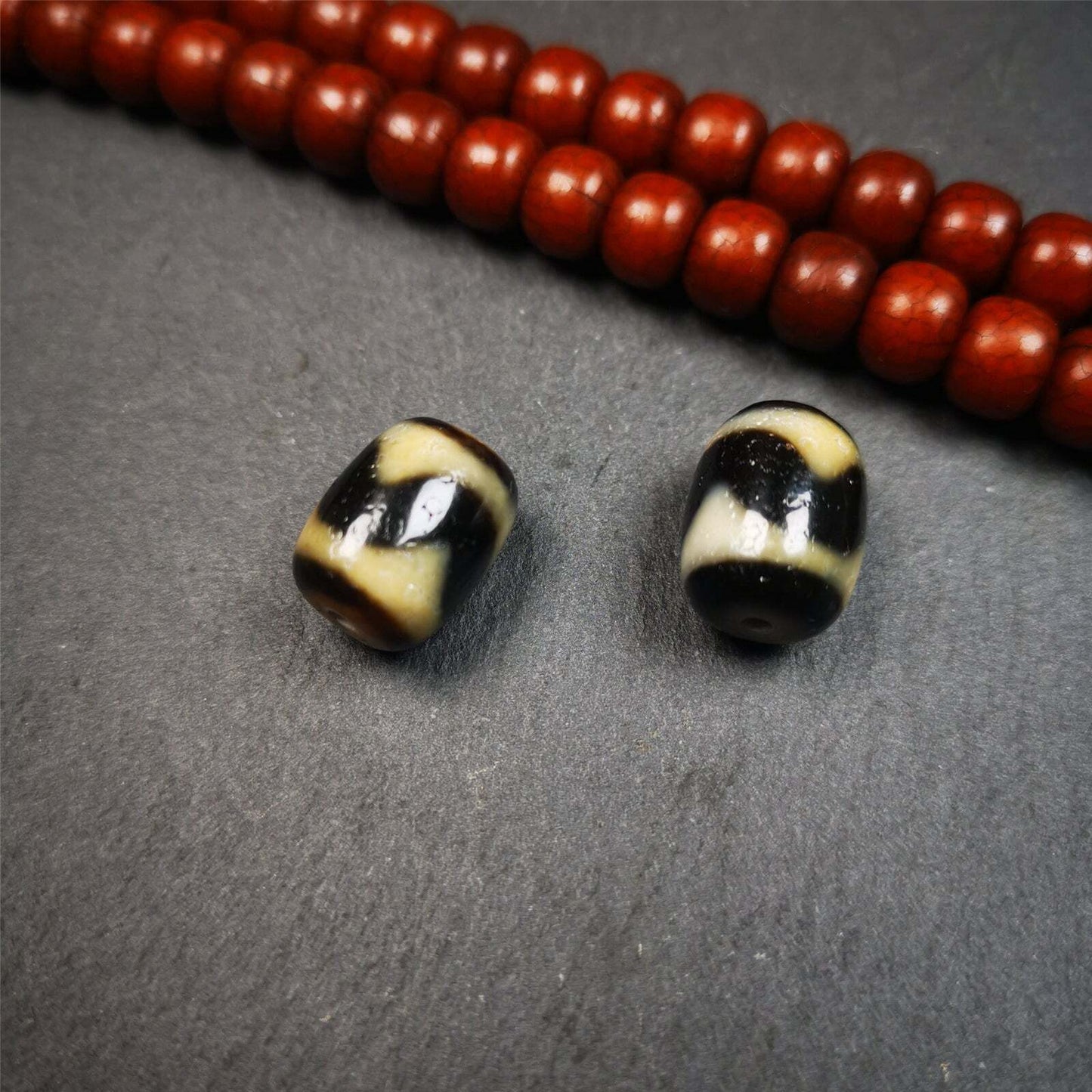 Tibetan Tiger Tooth Dzi Marker Beads for Mala Necklace Accessories