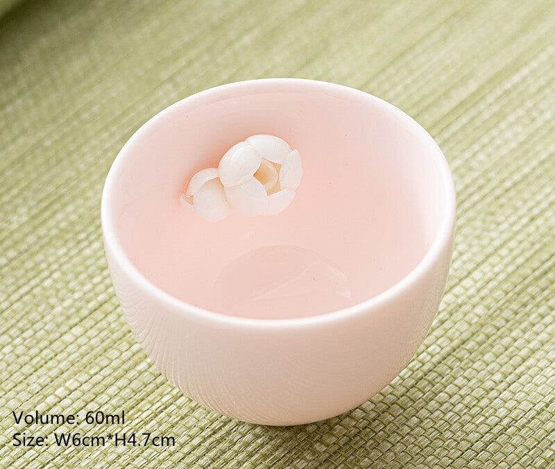 1PC Pink for Lady New Creative Floral Relief Porcelain Tea Cup Master Cup