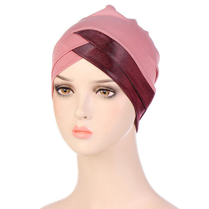 Women Stretch Forehead Cross Indian Hat Turban Hat Bottoming Hat Inner Hijab Cap