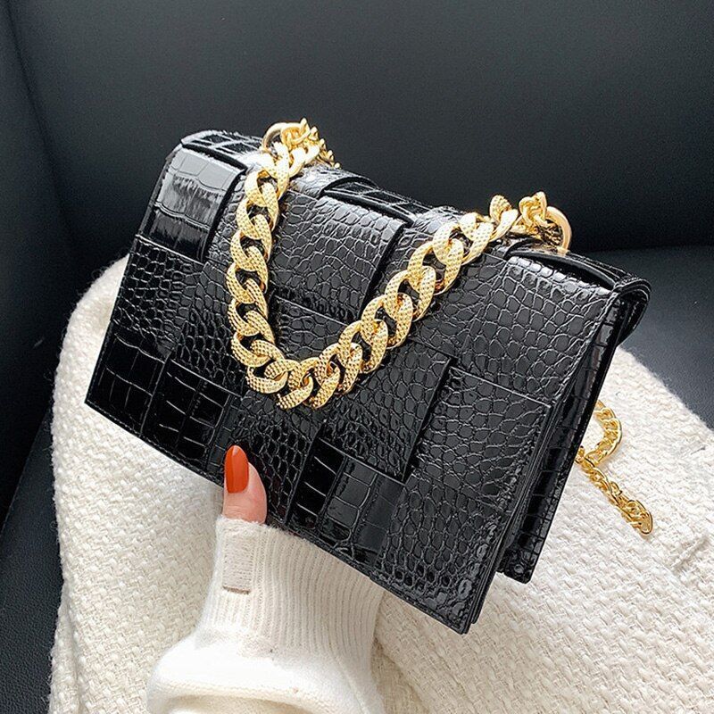 12 Colors Handbag Purse Alligator Pattern Shoulder Bag Women Chain Crossbody Bag