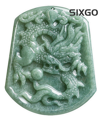 Natural Grade A Jade Jadeite Zodiac Dragon And Phoenix Jade Pendant