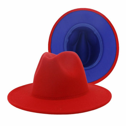 Hats Women Flat Wide Brim Wool Felt Men Black Red Goth Vintage Wedding Elastic