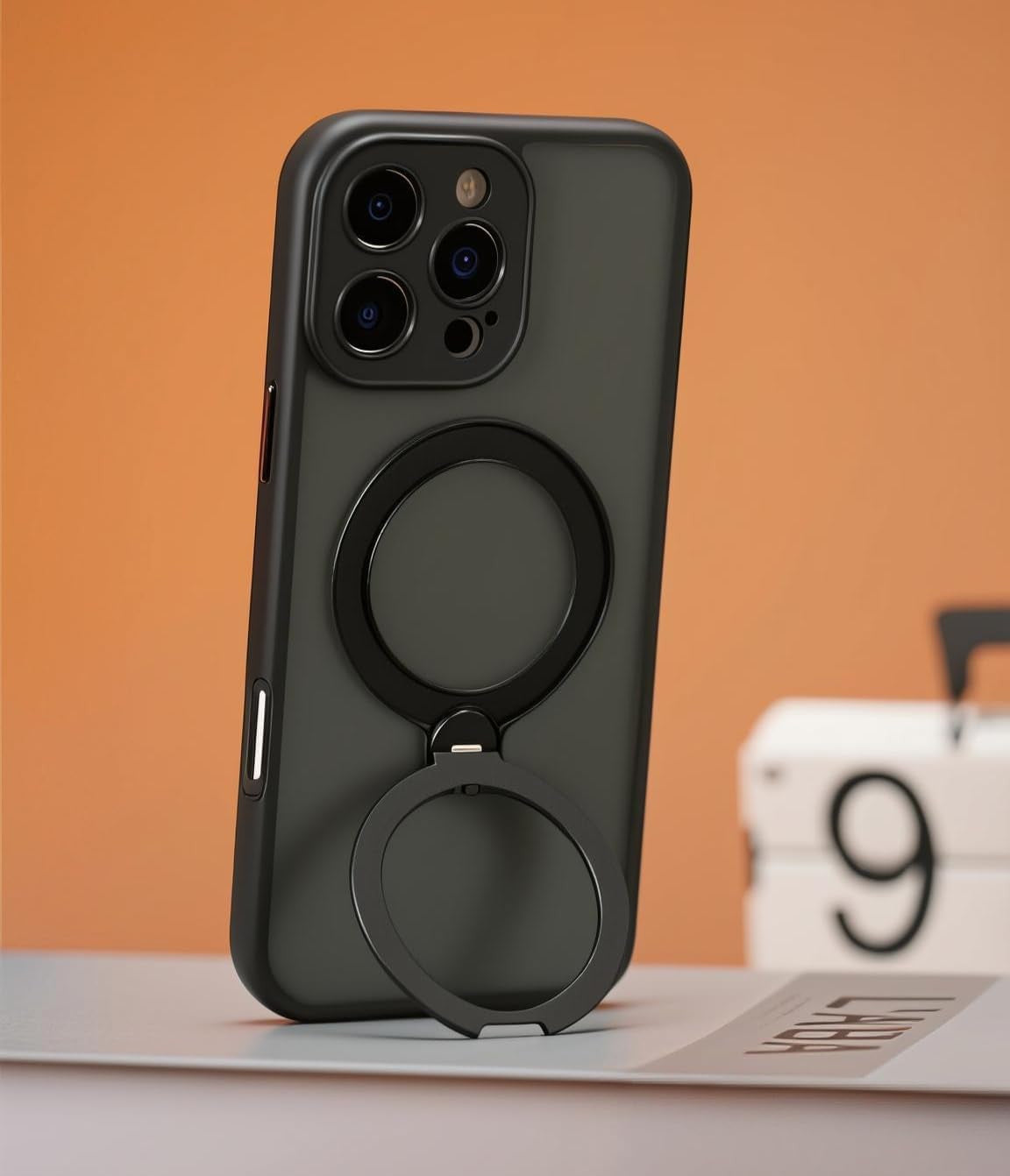 360° Spin Magnetic Stand for Iphone 16 Pro Max Case, [Fit for Magsafe][Military