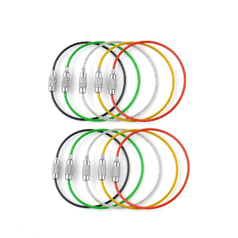 Screw Locking Stainless Steel Wire Keychain Cable Rope Key Holder 5/10/15/20Pcs