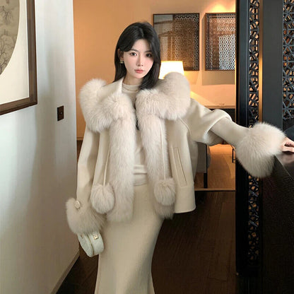 Coat Women Jacket Cute Thick Female Lace up Parkas Wollen Overcoat