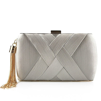 Wallet Stylish Multi-Color Bag Evening Golden Tassel Wedding Clutch Silk Handbag