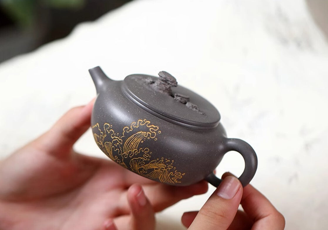 160cc chinese Yixing Handmade Zisha teapot Gray Duan clay DaBin Gongfu Tea Pot
