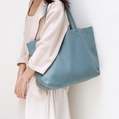 Genuine Leather Bag Big Tote Cowhide Handbag Shoulder Purse 32*11*40/28*10*34 CM