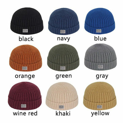 Beanie Hat Short Skullcap Men's Winter Women's Caps Knitted Unisex Casual Solid