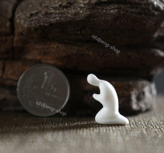 0.8" Chinese White Porcelain Ceramics Buddhism Worship Budda Figurine Statue