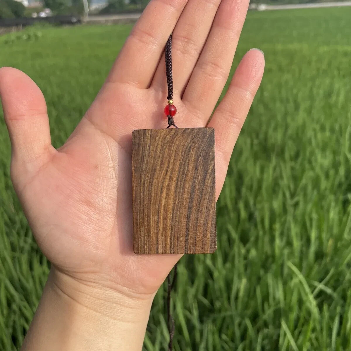 Woman Men Fashion Pendant Necklace Guan Gong 关羽 Wood Sculpture Amulet Pandent