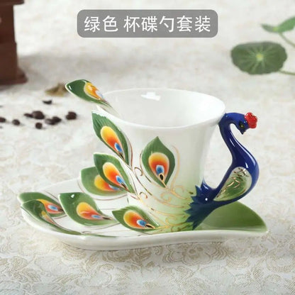 Creativity Hand Crafted Porcelain Shape Coffee Tea Cup Saucer Spoon Sets