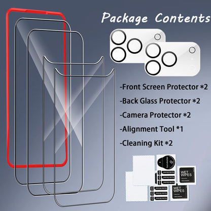 2 Pack Front Screen and 2 Back Glass Protector Compatible with Iphone 17 Pro Max