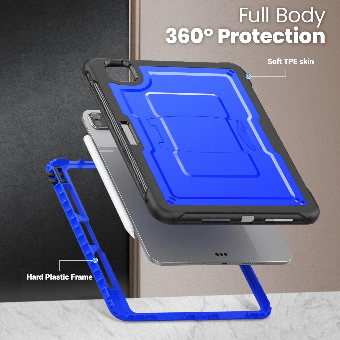 Bumper TPE Tablet Case for IPAD Pro11 M4 A2836 Cover Built in Folding Kickstand