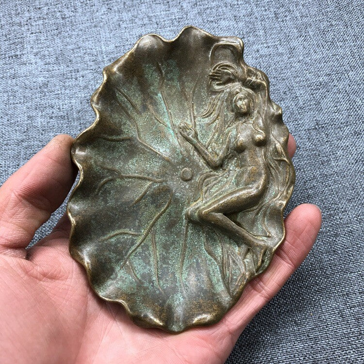Brass Ashtray Nude Girl Swimming Pool Decor statue art gifts