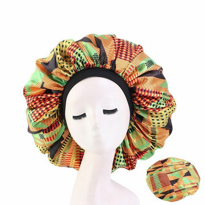 Sleep Night Cap Big Size Beauty Satin Silky Bonnet Head Cover Hat Curly Springy