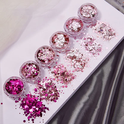 Nail Art 6Pcs Sequins Glitter Hexagon Flakes DIY Epoxy Silicone Mold Filling Kit