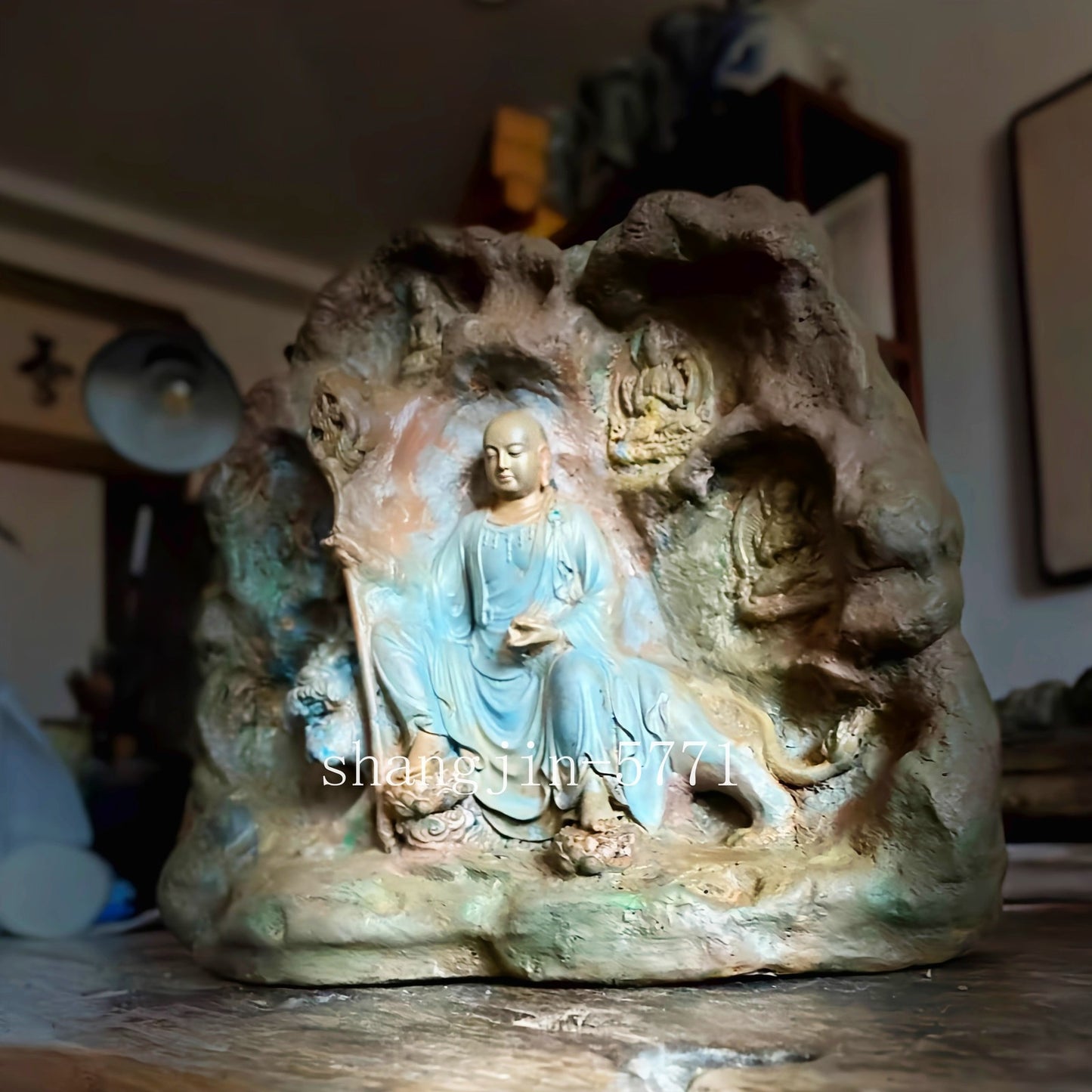 10" Stone Ksitigarbha Bodhisattva Statue Art Sculpture Buddhism Collection
