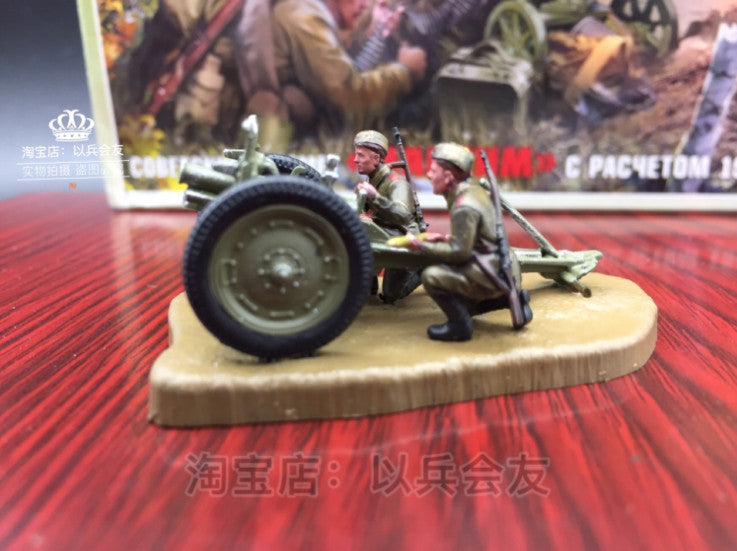 1/72 World War II Soviet 76mm Artillery+2Pcs Artillery Soldier Model
