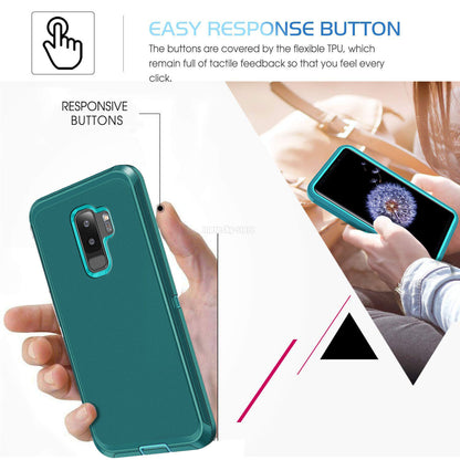 For Samsung Galaxy S9 /Plus Hard Heavy Duty Case Cover, Tempered Glass Protector