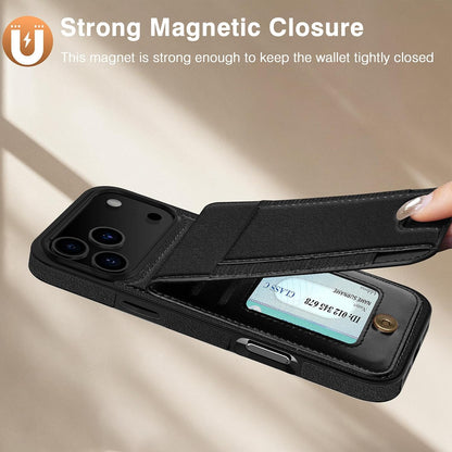 for Iphone 17 Pro Max Wallet Case with Card Holder, Men Women PU Leather RFID Bl