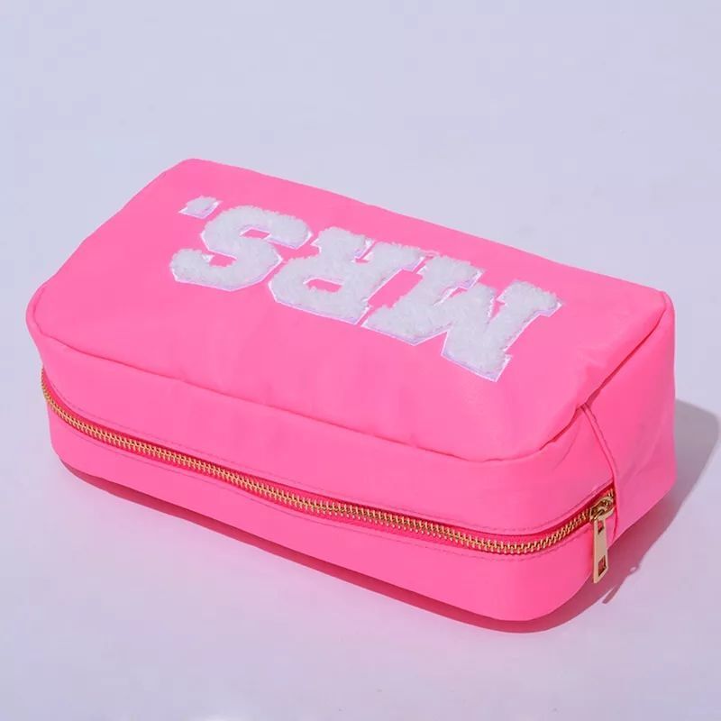 S-XL Embroidery Patch Toiletry Pouch Waterproof Storage Nylon Travel Makeup Bags