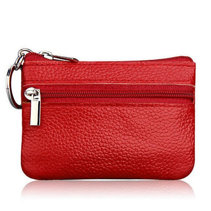Soft Men Women Card Coin Key Holder Zip Wallet Pouch Bag Purse 10.7*7.3cm Purple