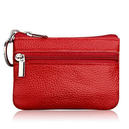 Soft Men Women Card Coin Key Holder Zip Wallet Pouch Bag Purse 10.7*7.3cm Purple