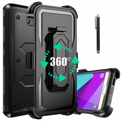 For Samsung J7 2017 J7 Sky Pro Prime Case, w/ Belt Clip Stand Rugged Phone Cover