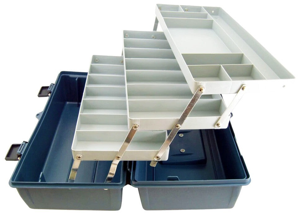3 Tray Storage Box, Jumbo Size: 17" x 8" x 8¾", Blue Color