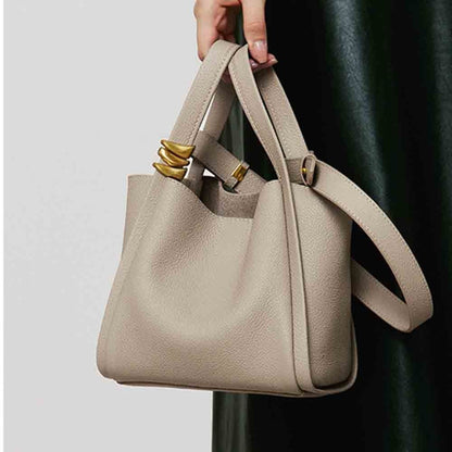 Genuine Leather Bucket Bag Unique Handbag Soft Cowhide Shoulder Bags 19*13*18 CM