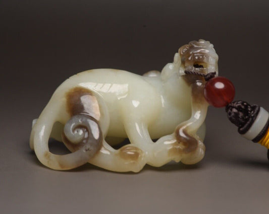 Chinese Antique Natural Hotan Jade Hand Carved Exquisite Beast Statue Collection