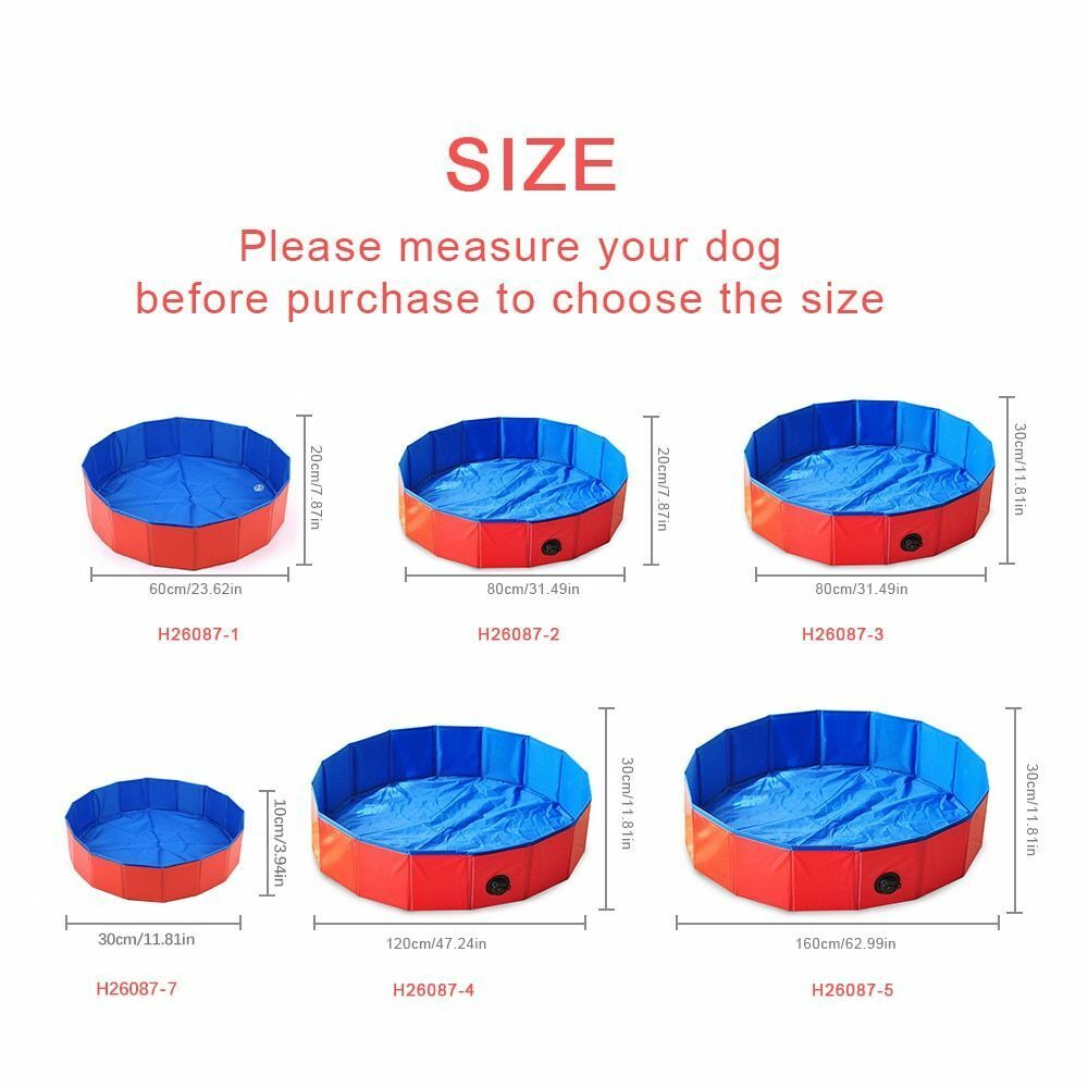 Dog Swimming Pool Foldable Pet Bath Tub Bathtub Collapsible Bathing Cats Kids 1x