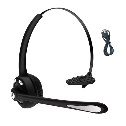 Black Rechargeable Headphone Wireless Bluetooth 5.0 Operator Headset ABS