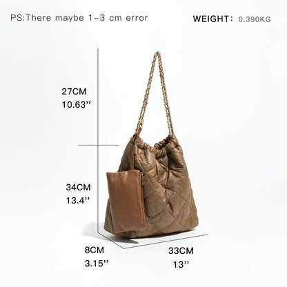 Plaited Chain Square Nylon Padded Bag Shoulder Purse Puffer Shopper Handbag 1PC