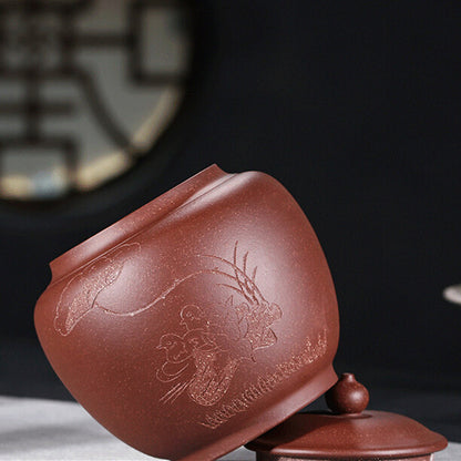 China Yixing Zisha Jiangpo Clay Pottery Traditional Handmade Tea Jar Pot Vessel