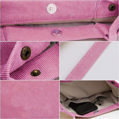 Women Corduroy Shoulder Shopping Bags Reusable Female Bag Handbags With Button
