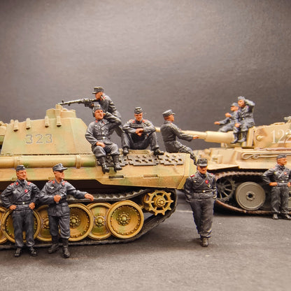 Homemade 1/72 WWII German Tank Crew 11-Persons Finished Model Ornament Toys