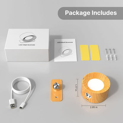 Wall Light LED Sconces 3 Brightness Levels Modes Batter Rotatable Lamps Lighting
