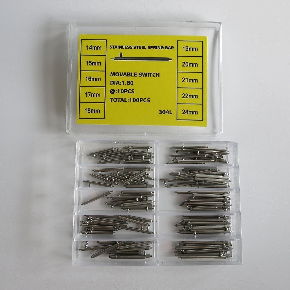 1Box Stainless Steel 14-24mm Watch Strap Spring Bars Pin Watchmaker Repair Tool