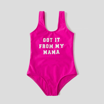 Matching Swimsuits Summer Family Letter Print One-piece Padded Round Stretchy