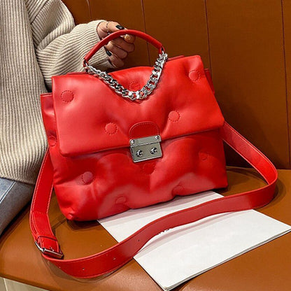 Retro Women's Shoulder Padded Bag Luxury Handbags Shopper Square Bags Polyester