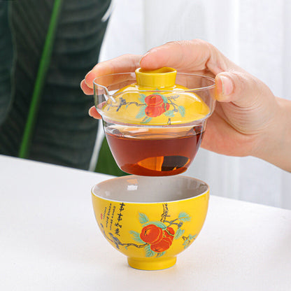 Portable Tea Set Porcelain Teacup Glass Gaiwan Vehicle Travel Teasets Tureen Lid