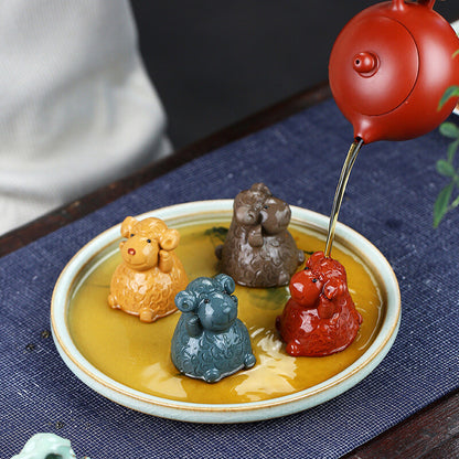 One Sheep Handmade Tea Pet Mascot Wealth Bring Tea Play Yixing Zisha Ornament